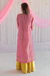 Shop_Shorshe Clothing_Pink Kurta Handloom Tissue Plain V Neck Anu Straight And Sharara Set _at_Aza_Fashions