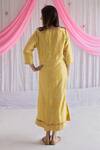 Shop_Shorshe Clothing_Yellow Handloom Tissue Plain V Neck Anu Kurta And Pant Set _at_Aza_Fashions