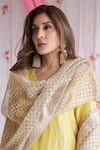 Shop_Shorshe Clothing_Yellow Handloom Tissue Plain V Neck Anu Kurta And Pant Set _Online_at_Aza_Fashions