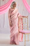 Buy_Shorshe Clothing_Pink Handloom Tissue Embroidered Lace Trims Saree _at_Aza_Fashions