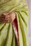 Buy_Shorshe Clothing_Green Handloom Tissue Lace Trims Saree _Online_at_Aza_Fashions