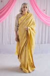 Buy_Shorshe Clothing_Yellow Handloom Tissue Embroidered Saree _at_Aza_Fashions