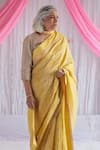 Shop_Shorshe Clothing_Yellow Handloom Tissue Embroidered Saree _at_Aza_Fashions