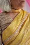 Shorshe Clothing_Yellow Handloom Tissue Embroidered Saree _Online_at_Aza_Fashions