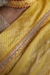 Buy_Shorshe Clothing_Yellow Handloom Tissue Embroidered Saree _Online_at_Aza_Fashions