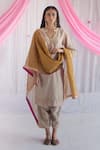 Buy_Shorshe Clothing_Gold Handloom Tissue Lehria Dupatta _at_Aza_Fashions