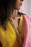 Buy_Shorshe Clothing_Pink Handloom Tissue Embellished Lace Handwoven Dupatta _Online_at_Aza_Fashions