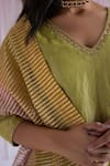 Shorshe Clothing_Pink Gota Net Striped Dual Shaded Dupatta _Online_at_Aza_Fashions