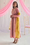 Shorshe Clothing_Yellow Organza Lehria Dupatta _Online_at_Aza_Fashions