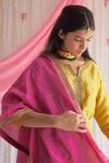 Shorshe Clothing_Pink Chitkan Organza Dupatta_Online_at_Aza_Fashions