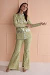 Buy_Evra by Nikita_Green Fabric Embroidered Work Spread Collar Shirt And Pant Set _at_Aza_Fashions