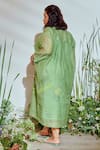 Shop_Half Full Curve_Green Chanderi Embroidered Sequin Work V Neck Hem Dress  _at_Aza_Fashions