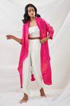 Buy_Twenty Nine_Pink Gajji Silk Lapel Collar Overlay And Tulip Pant Set_at_Aza_Fashions