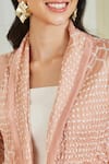 Shop_Twenty Nine_Peach Gajji Silk Tie And Dye Lapel Collar Overlay & Pant Set _Online_at_Aza_Fashions