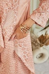 Twenty Nine_Peach Gajji Silk Tie And Dye Lapel Collar Overlay & Pant Set _at_Aza_Fashions