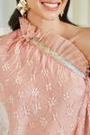 Buy_Twenty Nine_Peach Silk Bandhani Tie And Dye One Shoulder Dress _Online_at_Aza_Fashions