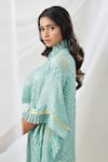 Buy Twenty Nine Blue Gajji Silk Shibori, Frill Neck Overlay And Pant Set Online at Aza Fashions Buy_Twenty Nine_Blue Gajji Silk Shibori, Frill Neck Overlay And Pant Set _Online_at_Aza_Fashions