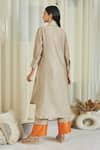 Shop_Twenty Nine_Beige Chanderi Hand Embellished Mirror And Bead Work Safari Shirt Tunic & Pant Set _at_Aza_Fashions