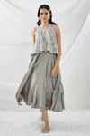 Buy Twenty Nine Grey Georgette Mirror Work Round Dress at Aza Fashions Buy_Twenty Nine_Grey Georgette Mirror Work Round Dress _at_Aza_Fashions