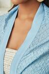 Twenty Nine_Blue Crushed Silk Tie And Dye Shawl Collar Frill Flayer Cape _Online_at_Aza_Fashions