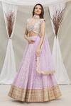 Buy_Priti Sahni_Purple Blouse  Raw Silk, Dupatta  Tulle, Lehenga  Floral Embroidered Set _Online_at_Aza_Fashions