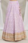 Priti Sahni_Purple Blouse  Raw Silk, Dupatta  Tulle, Lehenga  Floral Embroidered Set _at_Aza_Fashions