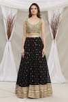 Priti Sahni_Black Embroidered Lehenga Set_Online_at_Aza_Fashions