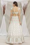 Shop_Priti Sahni_White Blouse Embroidered Resham Square Neck Floral Bridal Lehenga Set _at_Aza_Fashions