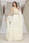 Buy_Priti Sahni_White Raw Silk Tulle Tiered Ruffle Skirt Set_Online_at_Aza_Fashions