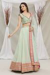 Buy_Priti Sahni_Green Blouse  Raw Silk, Dupatta  Tulle, Lehenga  Embroidered And Set _Online_at_Aza_Fashions