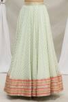 Priti Sahni_Green Blouse  Raw Silk, Dupatta  Tulle, Lehenga  Embroidered And Set _at_Aza_Fashions
