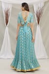 Shop_Priti Sahni_Blue Blouse  Silk, Dupatta  Tulle, Lehenga  Georgette Embroidered And Set _at_Aza_Fashions