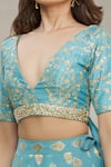 Shop_Priti Sahni_Blue Blouse  Silk, Dupatta  Tulle, Lehenga  Georgette Embroidered And Set _Online_at_Aza_Fashions