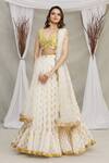 Buy_Priti Sahni_White Blouse  Raw Silk, Dupatta  Tulle, Lehenga  Embroidered And Set _at_Aza_Fashions