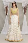 Priti Sahni_White Blouse  Raw Silk, Dupatta  Tulle, Lehenga  Embroidered And Set _Online_at_Aza_Fashions