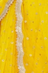 Priti Sahni_Yellow Blouse  Tulle, Saree  Organza Sequin Work Plunge V Embroidered With _at_Aza_Fashions