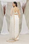 Shop_Priti Sahni_White Blouse  Raw Silk, Saree  Tulle Sequin Work Plunge V Embroidered With _at_Aza_Fashions