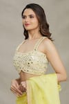 Shop_Priti Sahni_Yellow Blouse  Raw Silk, Saree  Tulle Sequin Work Sweetheart Embroidered With _Online_at_Aza_Fashions