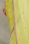 Priti Sahni_Yellow Blouse  Raw Silk, Saree  Tulle Sequin Work Sweetheart Embroidered With _at_Aza_Fashions