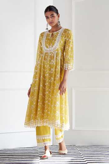 Zola Organza Green Anarkali Kurta Set