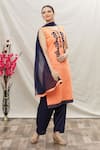 Buy_Samyukta Singhania_Orange Top Chanderi Slub Embroidered Resham Round Floral Kurta Set_at_Aza_Fashions
