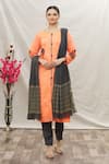 Buy_Samyukta Singhania_Orange Top Chanderi Slub Embroidered Resham Round Floral Kurta Set_at_Aza_Fashions