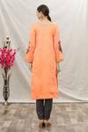Shop_Samyukta Singhania_Orange Top Chanderi Slub Embroidered Resham Round Floral Kurta Set_at_Aza_Fashions