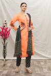 Buy_Samyukta Singhania_Orange Top Chanderi Slub Embroidered Resham Round Floral Kurta Set_Online_at_Aza_Fashions