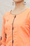 Shop_Samyukta Singhania_Orange Top Chanderi Slub Embroidered Resham Round Floral Kurta Set_Online_at_Aza_Fashions