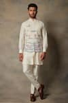 Buy_Gargee Designers_White Silk Embroidered Applique Bundi And Kurta Set _at_Aza_Fashions