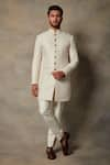 Buy_Gargee Designers_White Polyester Viscose Full Sleeve Sherwani Set _at_Aza_Fashions