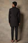 Shop_Gargee Designers_Black Cotton Silk, Polyester Viscose Jacquard Textured Sherwani Set _at_Aza_Fashions