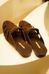 Shop_Jatin Malik_Brown Side Cut-out Mules _at_Aza_Fashions