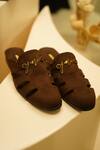 Jatin Malik_Brown Side Cut-out Mules _Online_at_Aza_Fashions